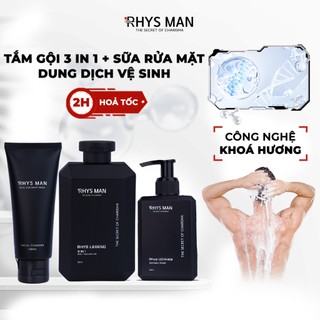 3 Chai Lẻ - Sữa tắm gội nam 3in1 350 ml & Sữa rửa mặt nam 100ml & Dung dịch vệ sinh nam 120ml RHYSMAN