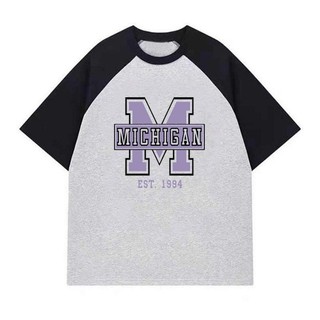 Áo thun raplang tay lỡ nam nữ unisex chữ M