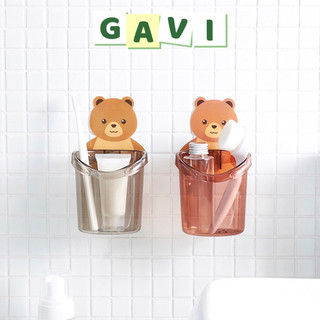 Cốc đựng bàn chải & kem đánh răng treo tường mặt gấu cực xinh - Ly cốc đựng bàn chải đánh răng hình gấu dán tường Tiny