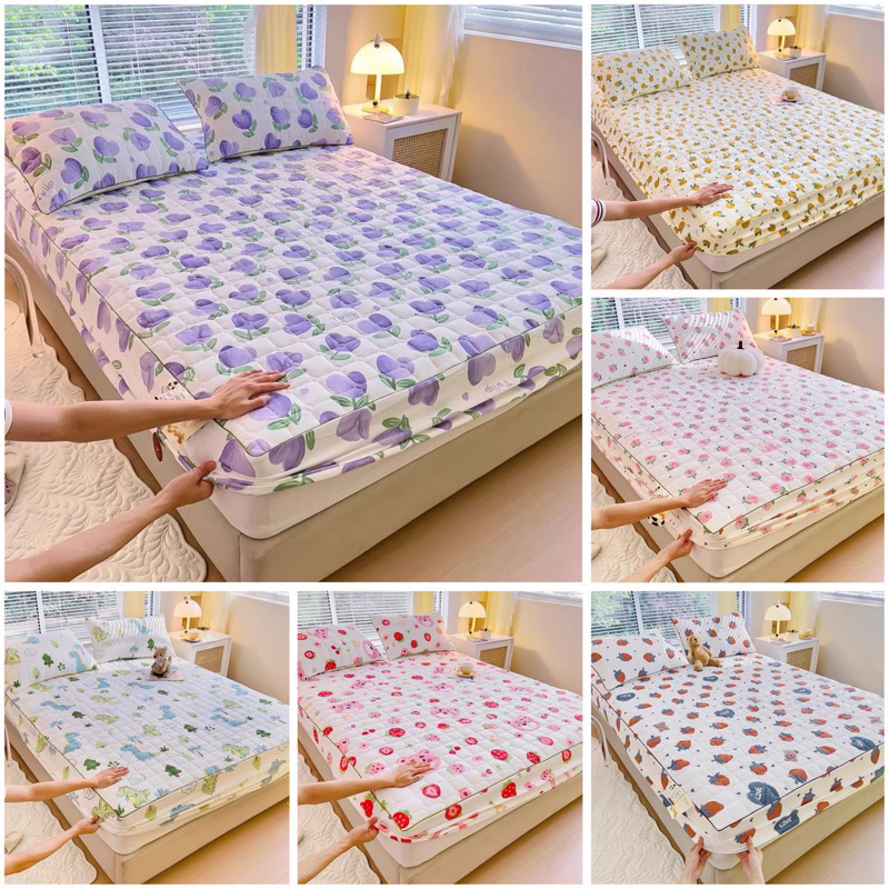 Bộ ga gối 3 món Cotton Đũi trần bông xơ đậu nành, bộ ga gối trần bông mùa hè mềm mát thoáng khí