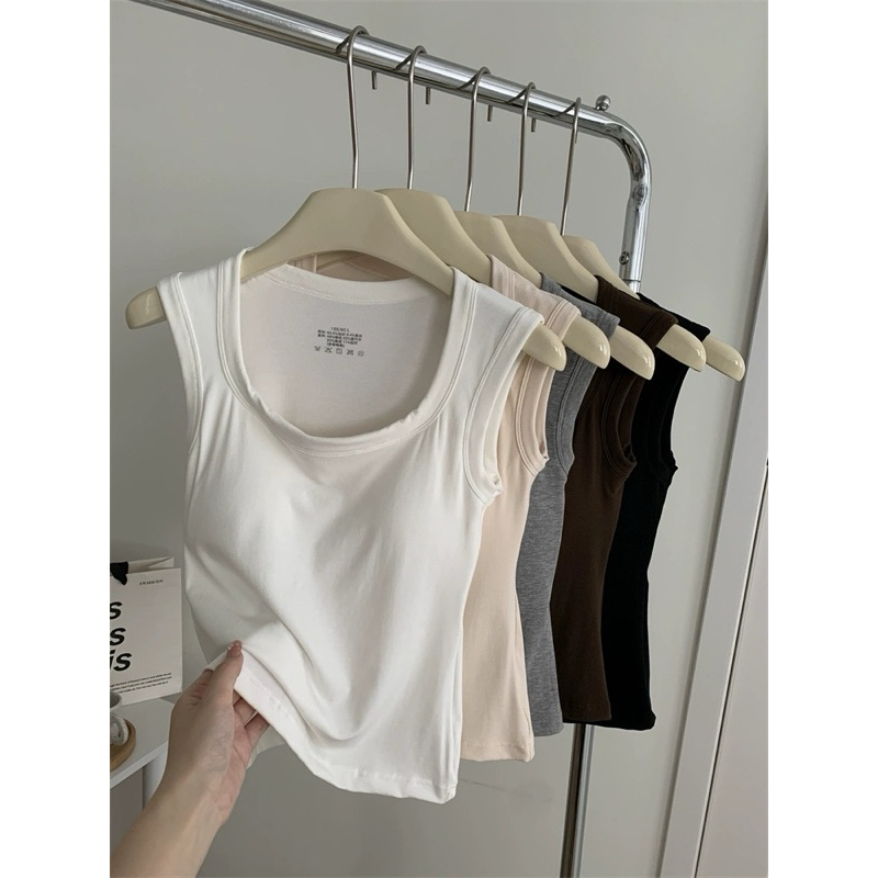 Áo ba lỗ dáng vừa đã kèm đệm mút,áo bra thun cotton bảng màu basic loại 1