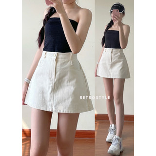 ( ảnh thật) Chân váy kaki nữ  phối cúc đồng có quần bảo hộ - Retrostyle- CVKaki6674_P0K24