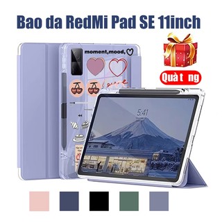  Bao da từ tính Cho Redmi Pad SE có rãnh Bút tự động khóa đánh thức cho Xiaomi Pad SE 11 inch 2023 Vỏ mềm và trong suốt 