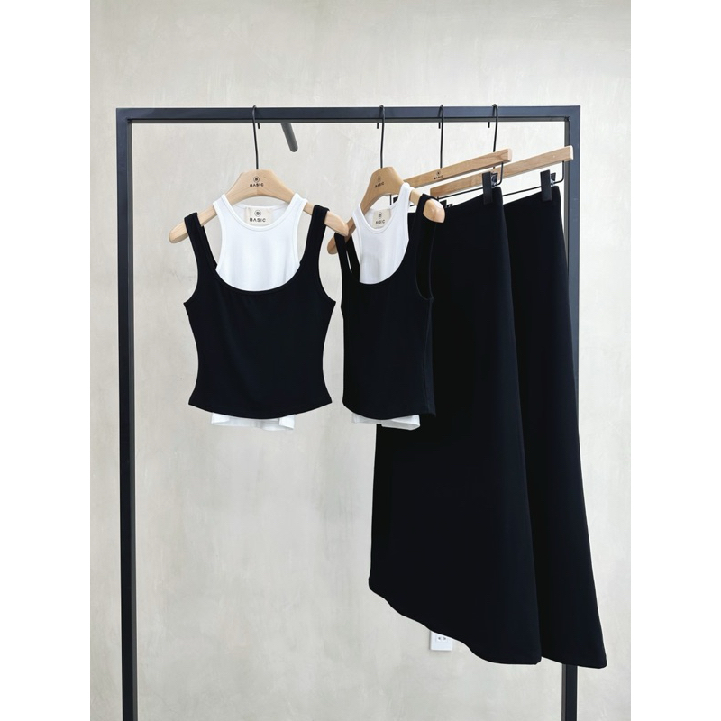 sét áo kiểu kèm chân váy basic 3 món