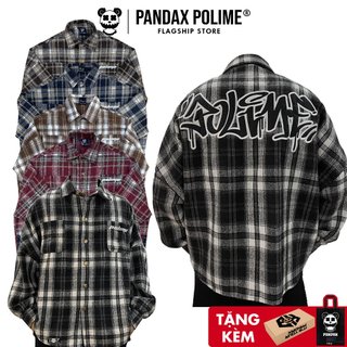 Áo sơ mi flannel khoác dạ kẻ caro form rộng boxy ngắn lửng cánh dơi cặp đôi tay dài chống nắng local brand pandax polime