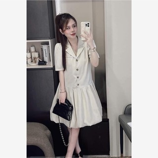 Đầm Nữ Cổ Vest Cộc Tay Dáng Xòe Thời Trang Quảng Châu V6186