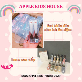 Set thìa dĩa inox cao cấp hình gấu siêu xinh