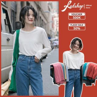 Áo thun trơn nữ tay dài cổ tròn vải cotton cao cấp thời trang thu đông (28020) - Red Shop