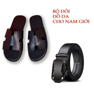 Combo 1 dép da +1 thắt lưng da nam cho phái mạnh