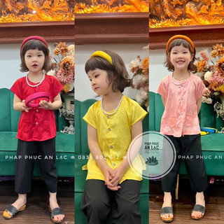Đồ bà ba cho bé gái thiết kế AN LẠC FASHION, bộ áo và quần lụa gấm cao cấp mềm mịn, thoáng mát