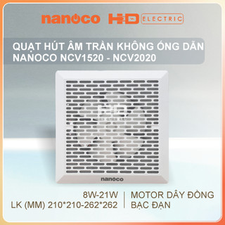 Quạt hút âm trần không ống dẫn nanoco ncv1520 ncv2020 hàng chính hãng