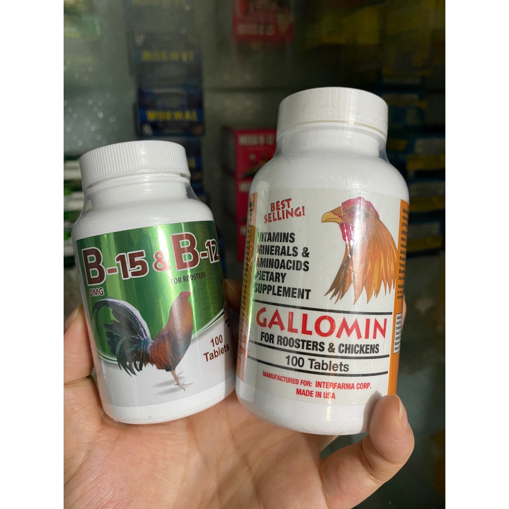 Gallomin + B15&amp;b12 - Combo nuôi gà đá tăng pin bo - nước máu