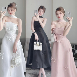 Đầm ôm dự tiệc đầm đính nơ sang trọng thanh lịch Saphiaaa Dress