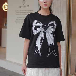  Áo phông nữ in hình nơ RIBBON TEE dáng suông, Áo thun nữ chất cotton cao cấp AVNHP0402