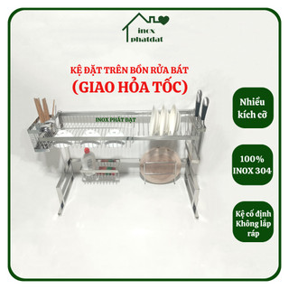 Kệ chén bát trên bồn rửa inox 304 phát đạt, kệ úp chén bát thông minh trên chậu rửa, kệ đa năng 1 tầng