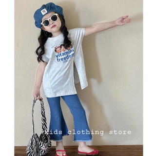Đồ bộ bé gái, set bộ size đại cho bé, set áo cô gái kèm quần jean cho bé gai phong cách mùa hè 10-30kg PINKYKIDS