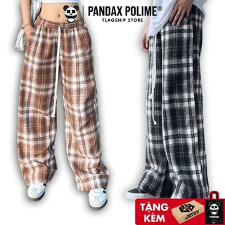 Quần caro ống rộng suông dạ kẻ nam nữ lưng thun local brand cặp đôi oversize hiphop dancer bigsize pandax polime