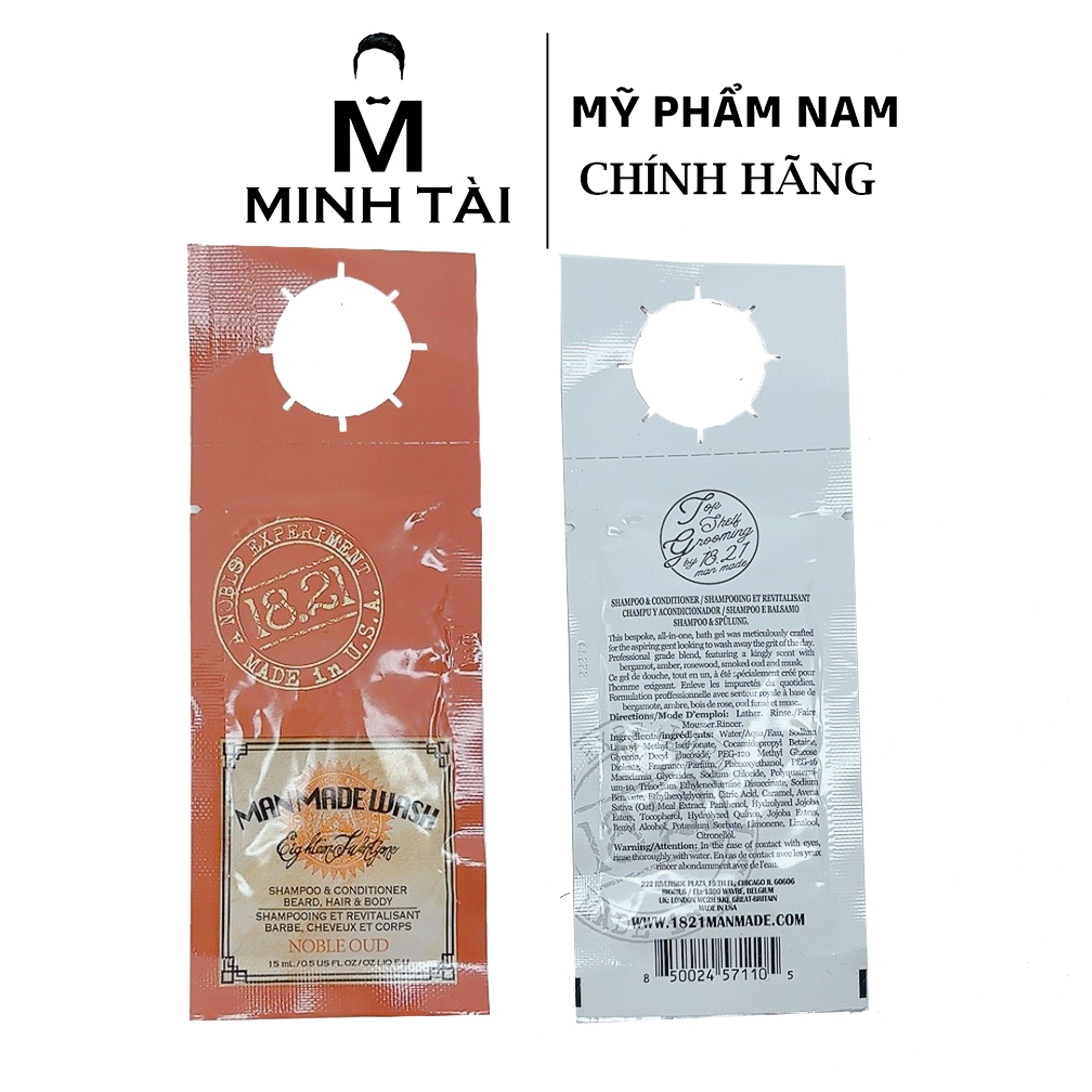 [CHÍNH HÃNG USA ] Dầu Gội Xả chống gàu 2 trong 1 18.21 Man Made Anti-Flake Noble Oud Man 15ml