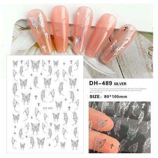 Sticker nail bướm trắng trang trí móng mã mới