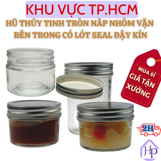 Hũ Thủy Tinh Tròn Trong Suốt Nắp Nhôm Vặn Kín Làm Sữa Chua 100g Bên Trong Có Lót Seal Đậy Kín