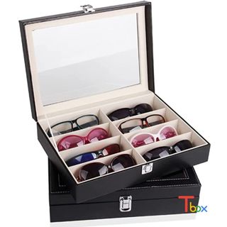 Hộp đựng kính mắt nhiều ngăn mặt trên có kính trong suốt