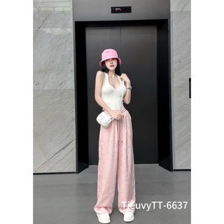 Quần lụa ống rộng chữ min min cạp chun siêu đẹp v120