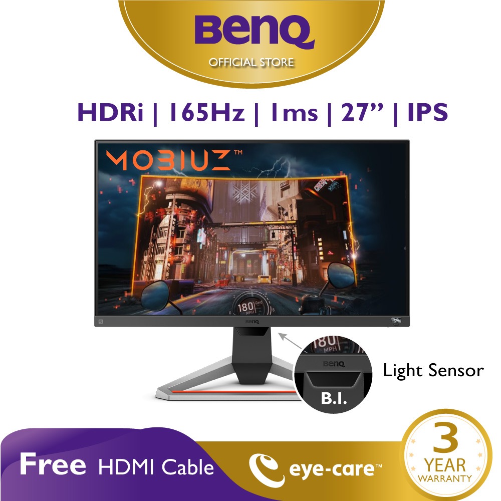 Màn hình máy tính BenQ MOBIUZ EX2710S 27" FHD IPS 165Hz 1ms HDRi FreeSync chuyên gaming tích hợp tính năng bảo vệ