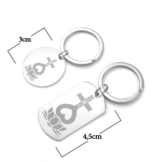 Móc khóa thiên tâm titan trắng đem lại bình an may mắn cho người dùng