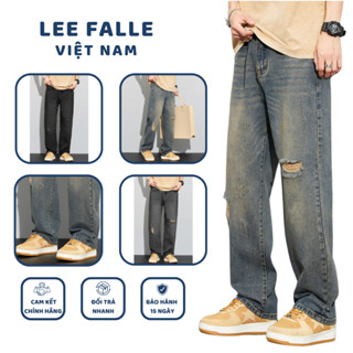 Quần Jean Nam Form Xuông Dáng Rộng Rách Gối, Quần Bò Nam Ống Rộng Hot Trend Hàn Quốc 2025 - Jean83