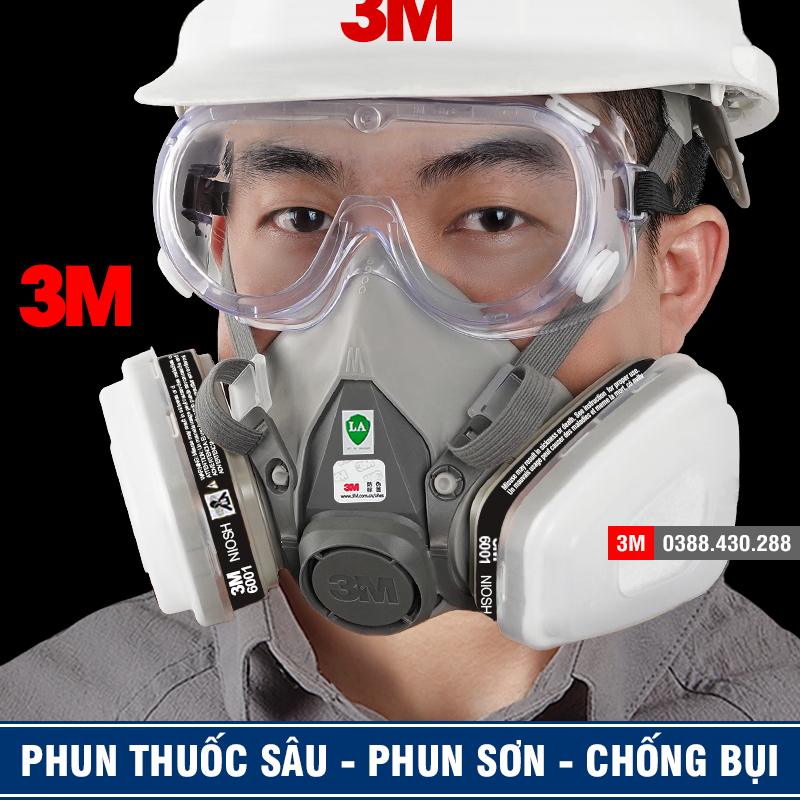 Mặt nạ chống độc 3M 6200 (phun thuốc trừ sâu, phun sơn, chống khói bụi mịn và hóa chất)