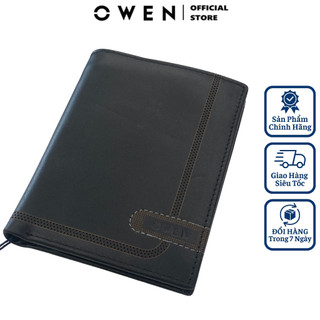 Ví da bò nam cao cấp OWEN VID221572 kiểu bóp dọc đựng tiền đẹp nhỏ gọn chất liệu da bò màu đen nâu
