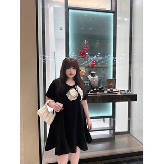 (Bigsize) Đầm tuyết mưa dáng suông đuôi cá đính nơ to (60-90kg)