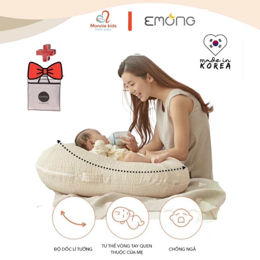 Gối chống trào ngược Emong Hàn Quốc cho bé, gối chống trào ngược cho trẻ sơ sinh - Monnie Kids