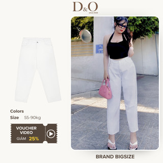 Quần baggy trắng basic 4350 quần baggy jean bigsize 54-85kg lưng cao tôn dáng quần bò baggy form đứng
