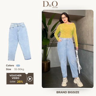Quần Baggy Bigsize 55-88kg Quần Jean Nữ Cạp Cao Tôn Dáng Màu Xanh Nhạt 3449 Basic Không Giãn Dài 97cm