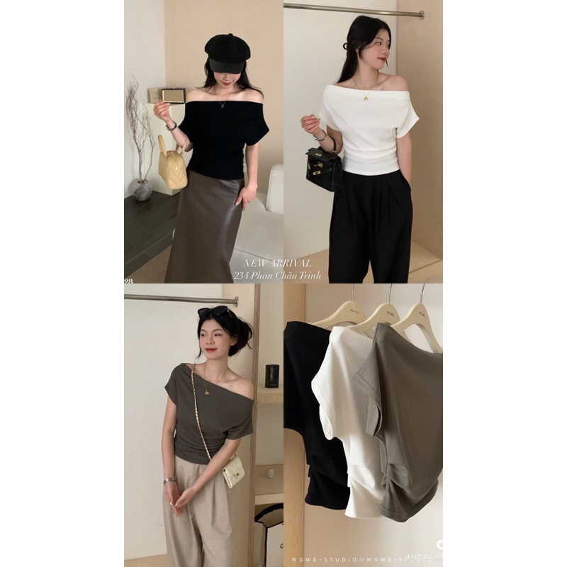 Áo Thun Tăm Lệch Vai