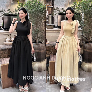 Váy dip pha thô cổ nơ