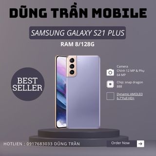 Điện thoại samsung s21 plus máy đẹp nguyên zin bản mỹ 2 sim ram 8/128g chip snackdragon 888