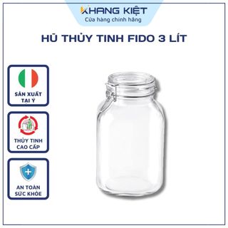 Hũ Thủy Tinh Italy Fido Nắp Cài 3000ml - Dùng Để Muối Dưa, Cà, Cắt Trữ Ngũ Cốc, Cà Phê