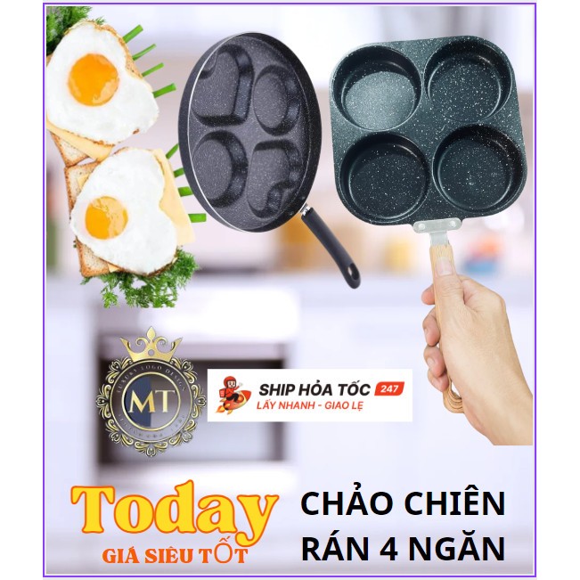 Chảo chiên trứng trái tim, Chảo chiên rán , chảo nướng bánh 4 ngăn, chảo chiên tay cầm,chảo sử dụng