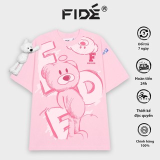Áo thun FIDE TEEDY phông cotton unisex nam nữ form rộng cổ tròn áo đính gấu - AT59(TẶNG KÈM GẤU)