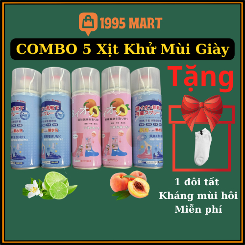 Combo 5 Chai Xịt Khử Mùi Giày Công Nghệ NANO Bạc AG+ giúp khử mùi hôi chân , nón bảo hiểm