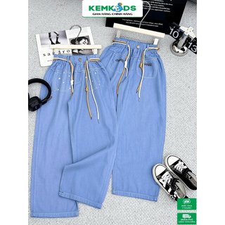 Quần bò giấy Kem Kids ống xuông cho bé. quần Jean bé gái đi học , đi chơi 24-34kg