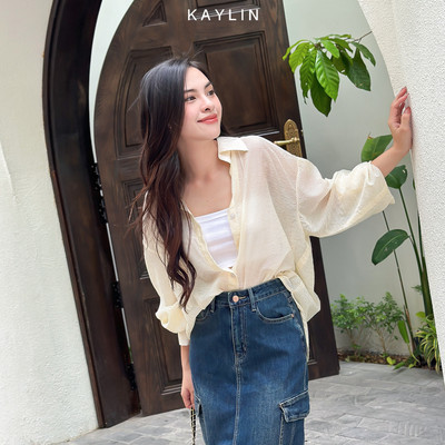 Áo sơ mi KAYLIN freesize chất vải voan sọc phong cách trẻ trung năng động - N2199