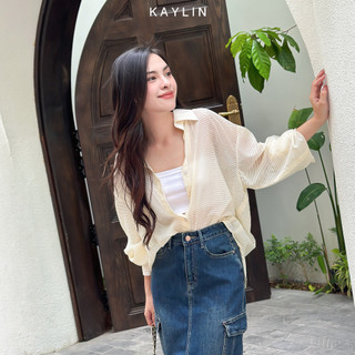 Áo sơ mi KAYLIN freesize chất vải voan sọc phong cách trẻ trung năng động - N2199
