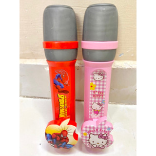 Đồ chơi Micro hát karaoke cho bé hình Cinderella, kitty spider man ngừơi nhện đèn 3D