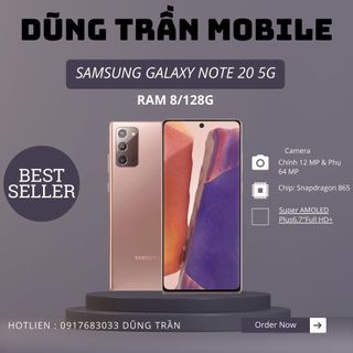 Điện thoại samsung note 20 5g máy đẹp nguyên zin bản mỹ 2 sim ram 8/128g