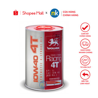 Nhớt tổng hợp wolver racing 4t 10w-40 1l nhập khẩu đức chính hãng, xe phân khối lớn, xe số và xe tay ga.
