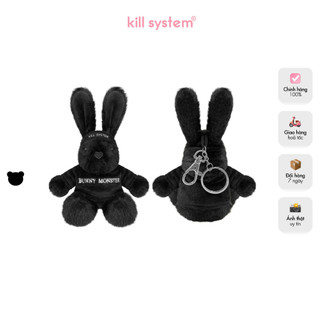  Móc khóa gấu bông Bunny Monster hình thỏ màu đen khóa kim loại Kill System