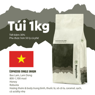 Robusta rang đậm vừa Bảo Lâm, Lâm Đồng Honey Process - Hương Vị Truyền Thống - Stupiducks rang